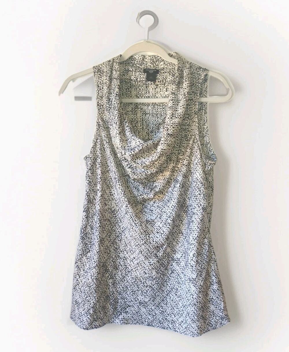 Ann Taylor Sleeveless Top Petite 12 Cowl Neck Blouse Shirt Lightweight Workwear